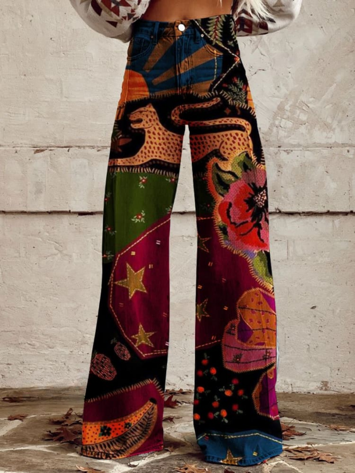 Teresa - Wijde Broek in Retro-Boho-Stijl